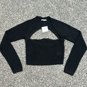 American Eagle Long sleeve Knitted Top Black Women's NWT
